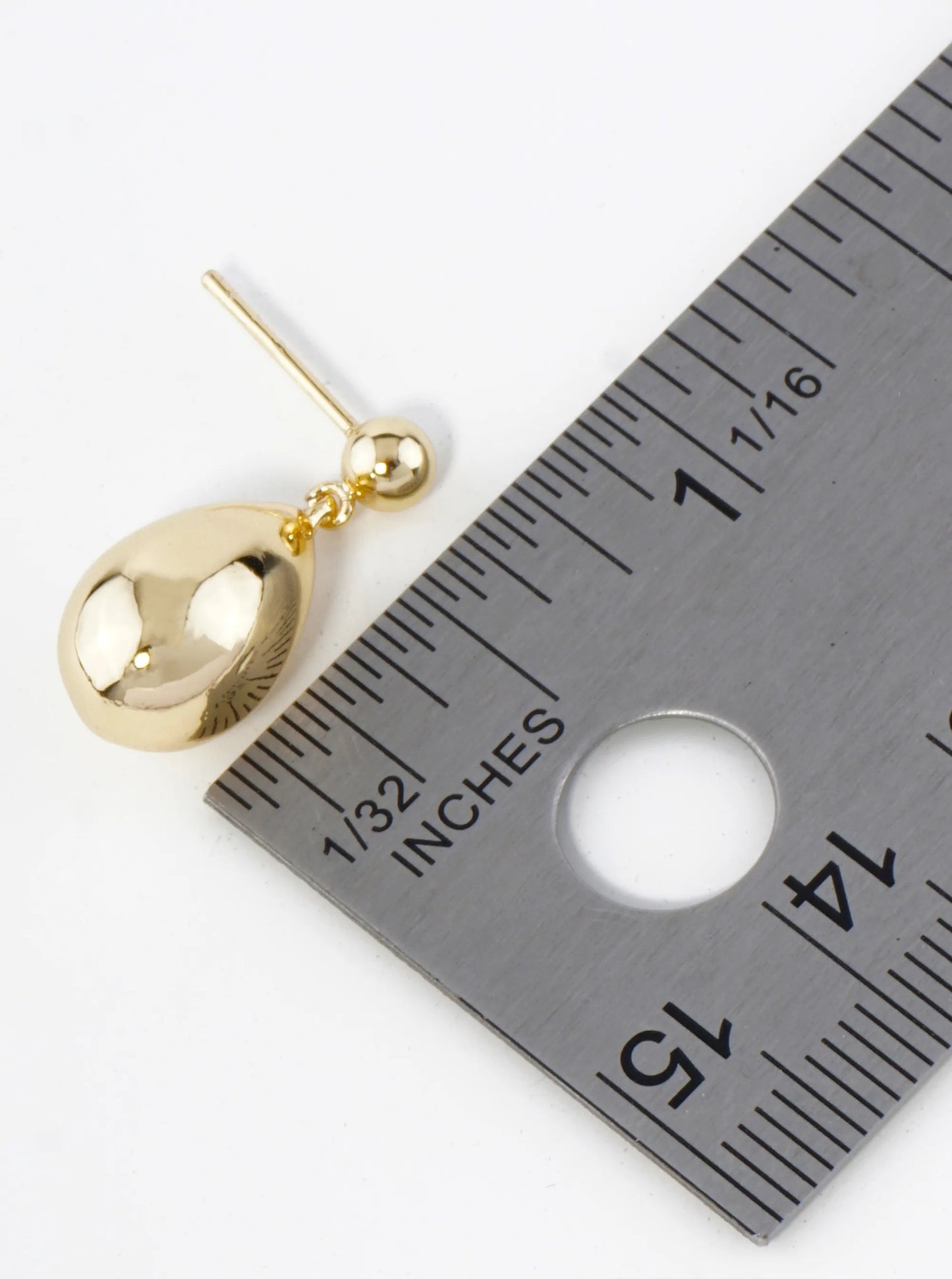 18K Gold Dipped Small Puffy Teardrop Drop Dangle Post Earrings