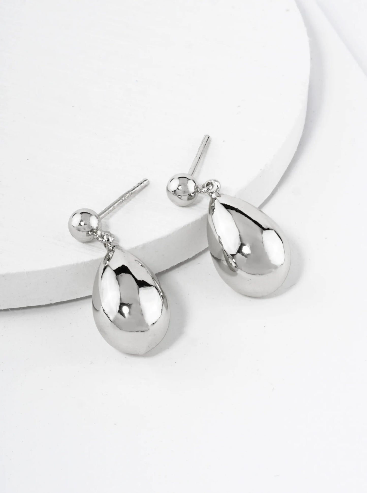 18K Gold Dipped Small Puffy Teardrop Drop Dangle Post Earrings