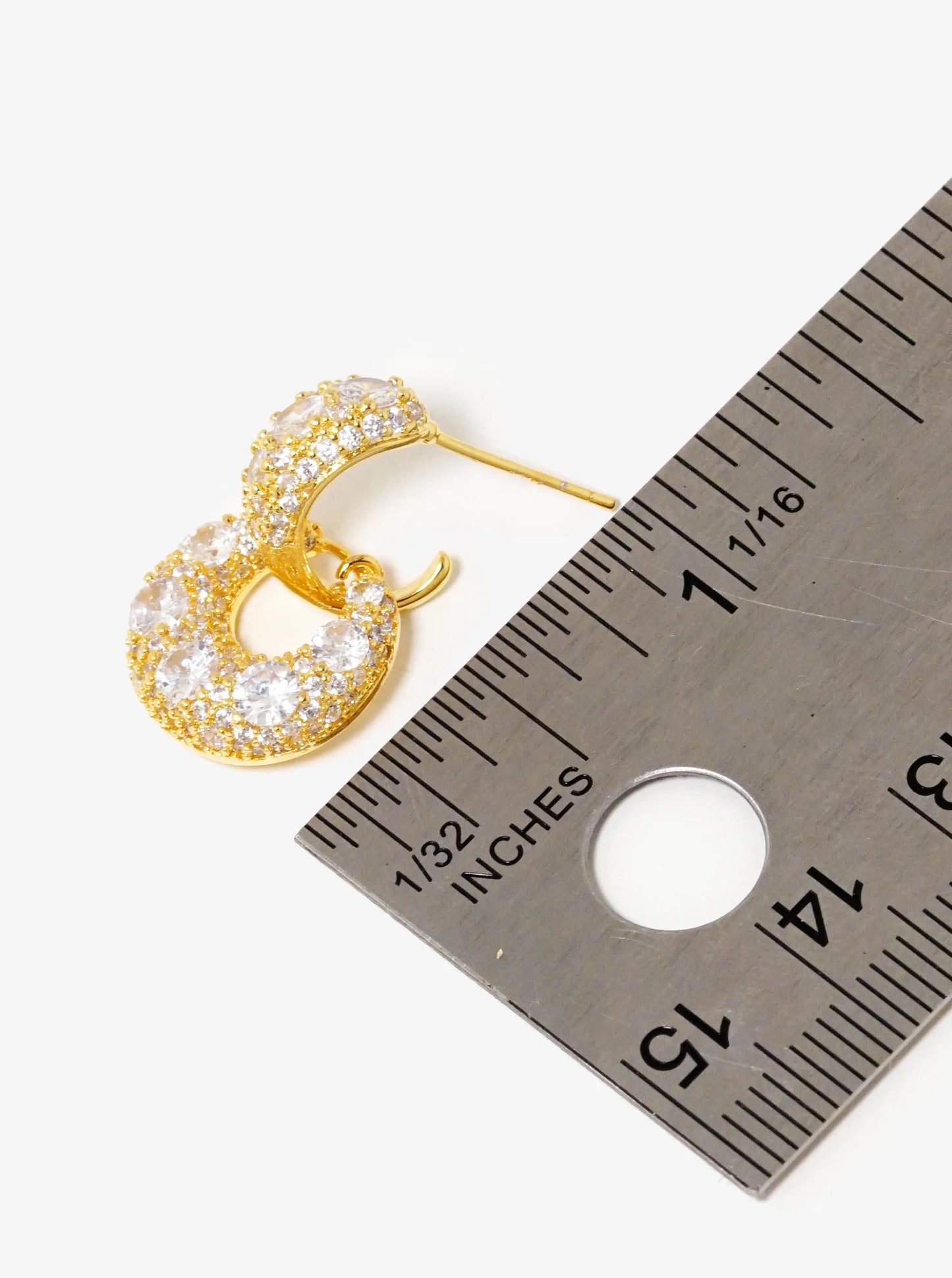 18K Gold Dipped Sparkly CZ Pave Door Knocker Earrings