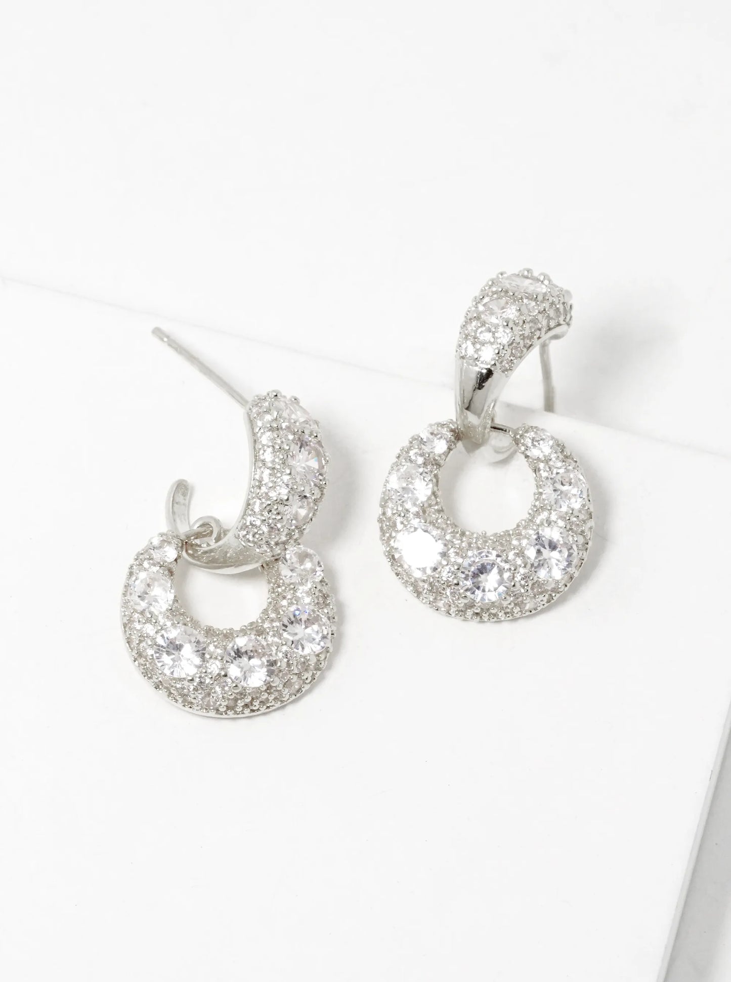 18K Gold Dipped Sparkly CZ Pave Door Knocker Earrings
