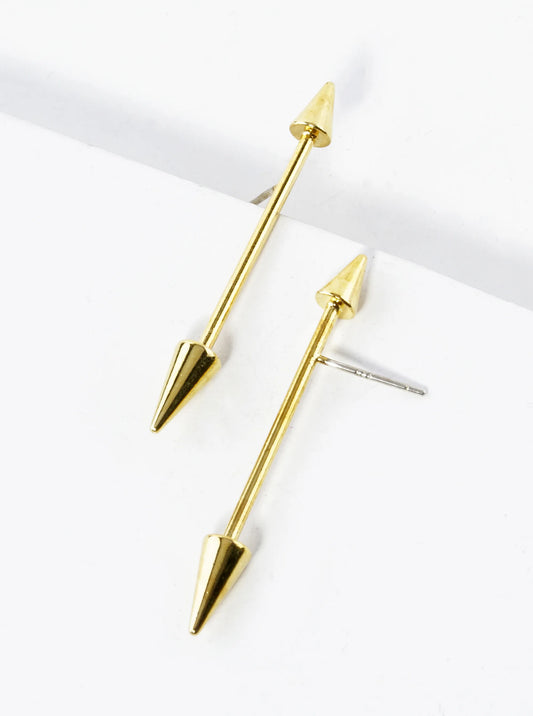 18K Gold Dipped Spike Arrow Stud Earrings