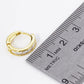 18K Gold Dipped Square CZ Pave 14mm Brass Huggie Hoop Earrings