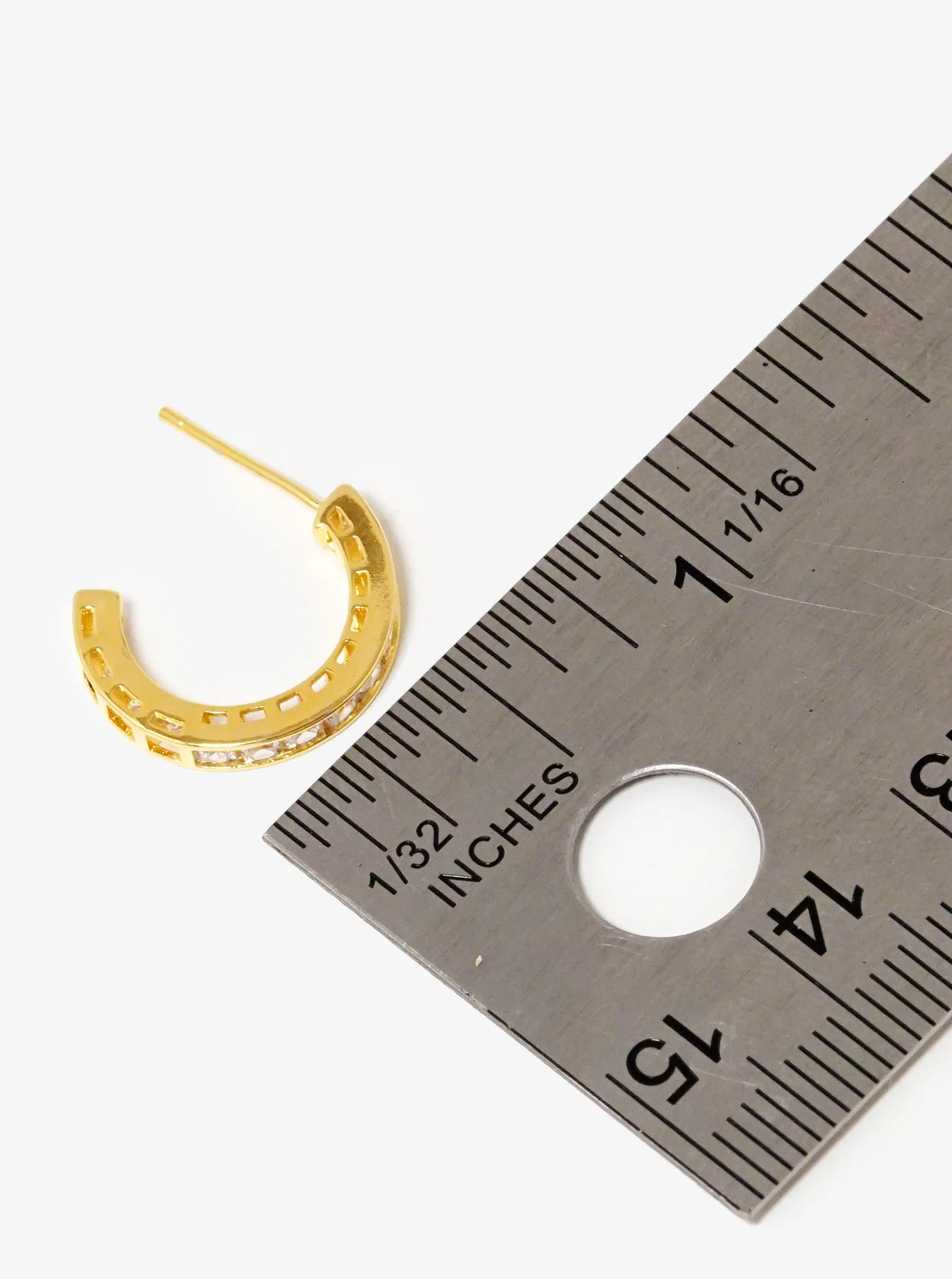 18K Gold Dipped Square CZ Pave 15mm Hoop Earrings