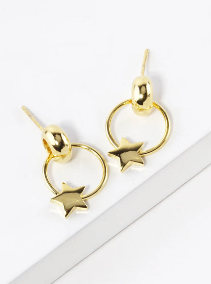 18K Gold Dipped Star Door Knocker Post Earrings