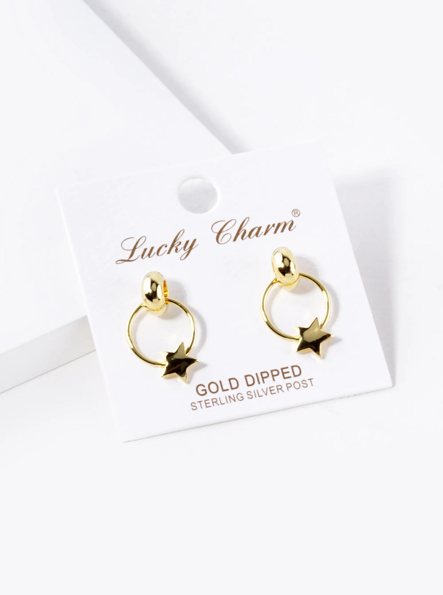 18K Gold Dipped Star Door Knocker Post Earrings