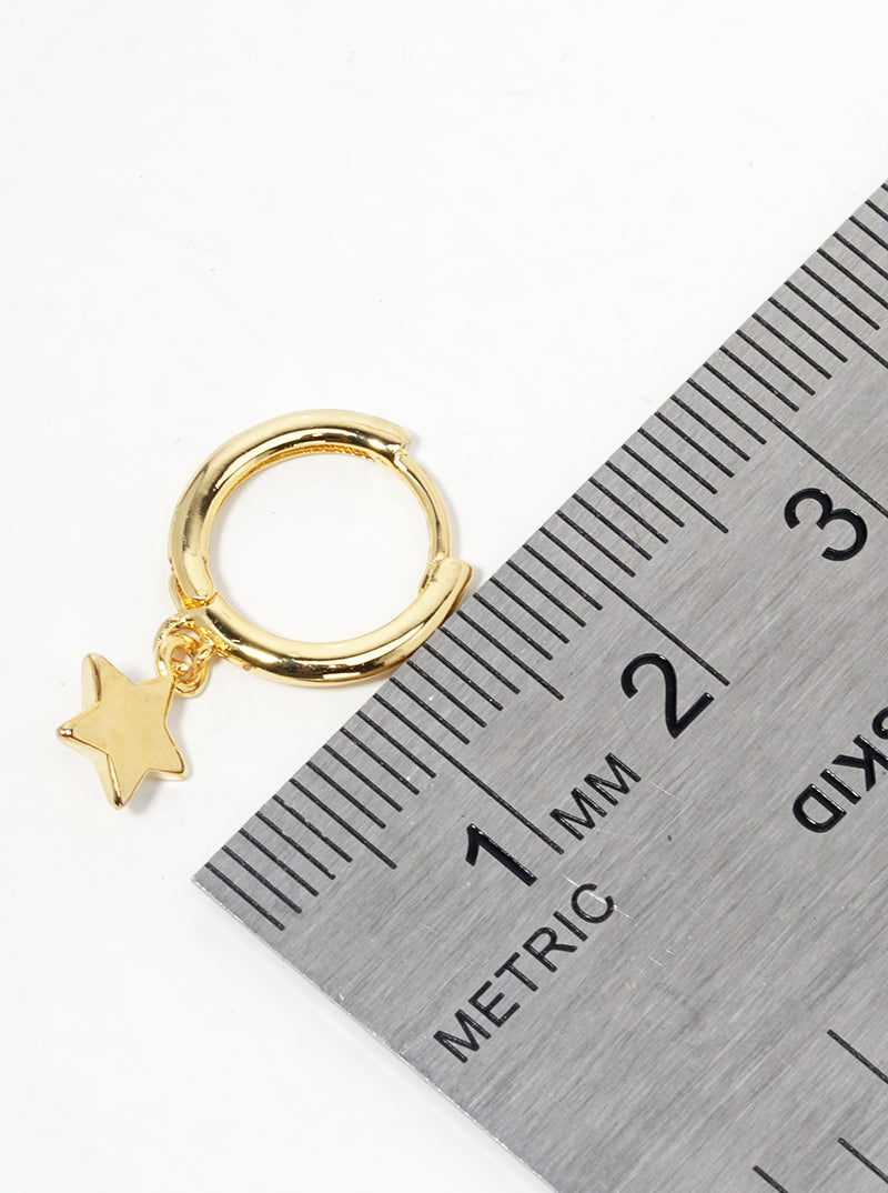 18K Gold Dipped Star Drop 10mm Huggie Hoop Earrings
