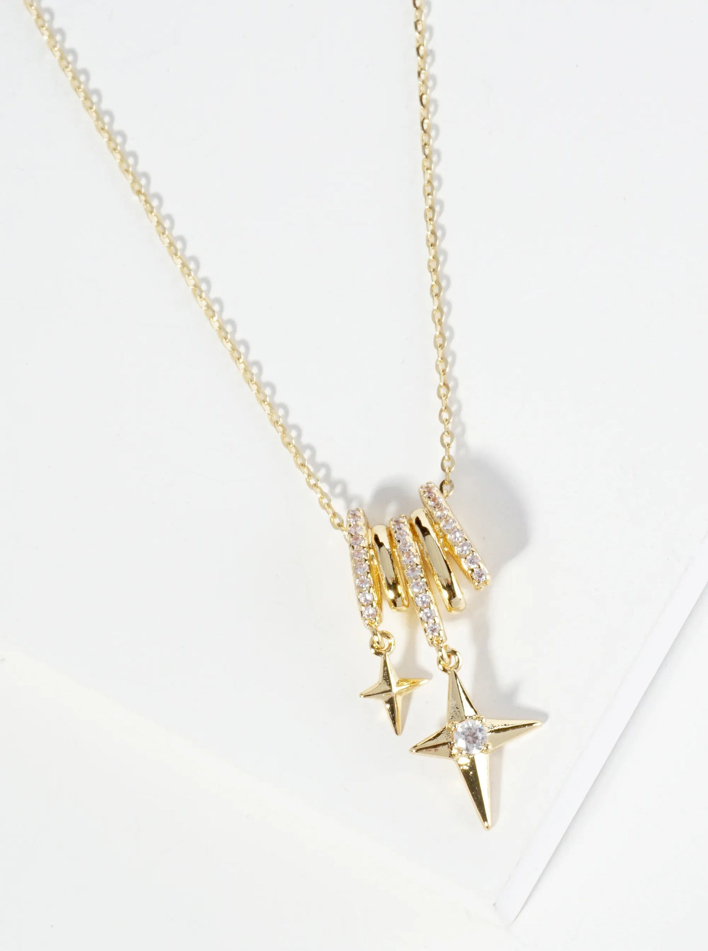 18K Gold Dipped Starlight Drop Cubic Zirconia Pendant Necklace