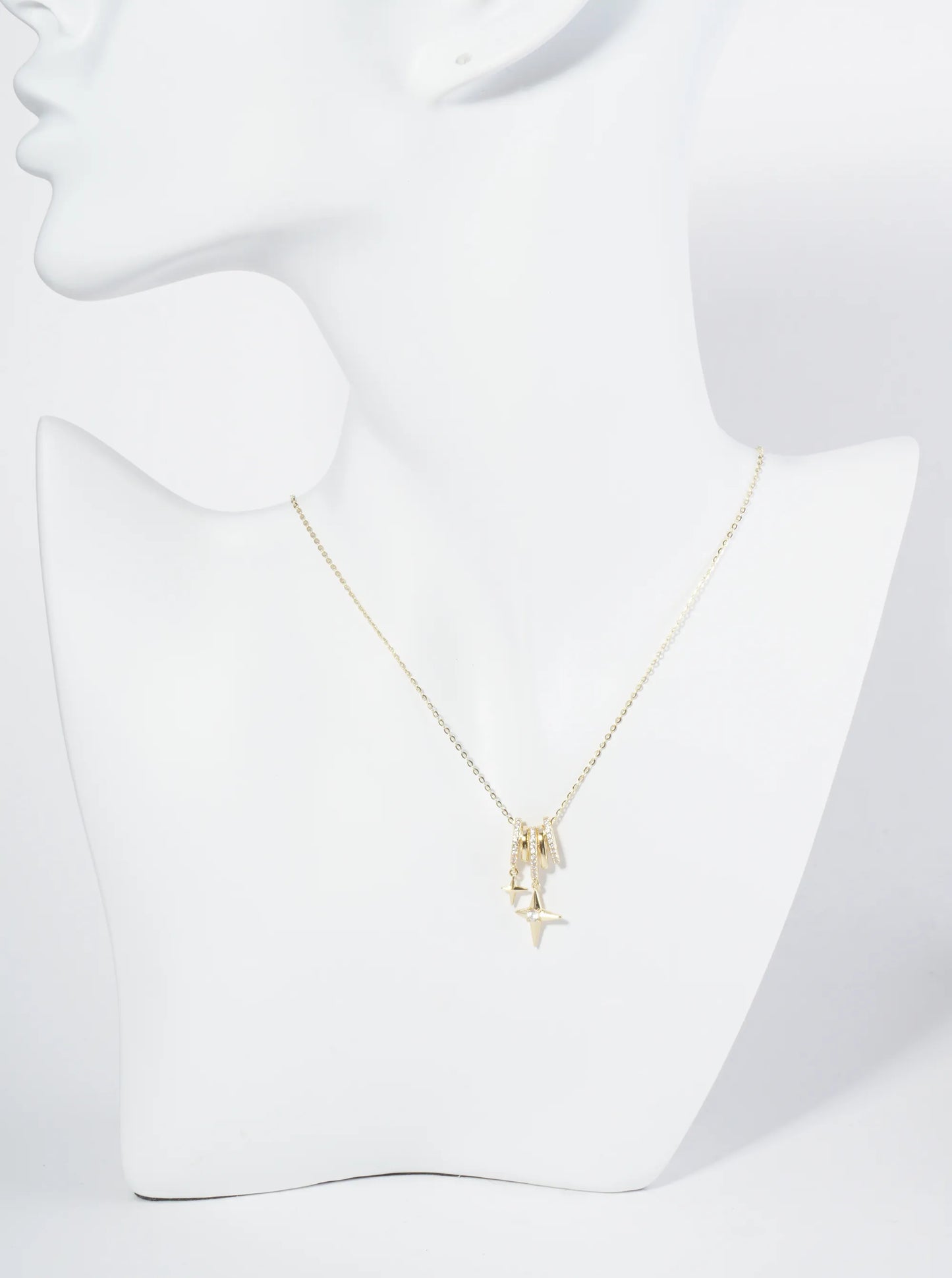 18K Gold Dipped Starlight Drop Cubic Zirconia Pendant Necklace