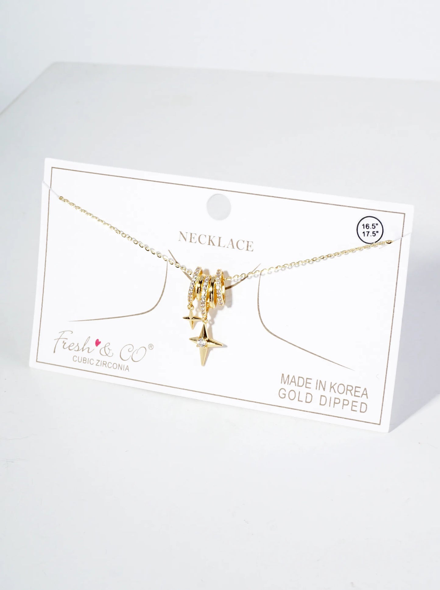 18K Gold Dipped Starlight Drop Cubic Zirconia Pendant Necklace