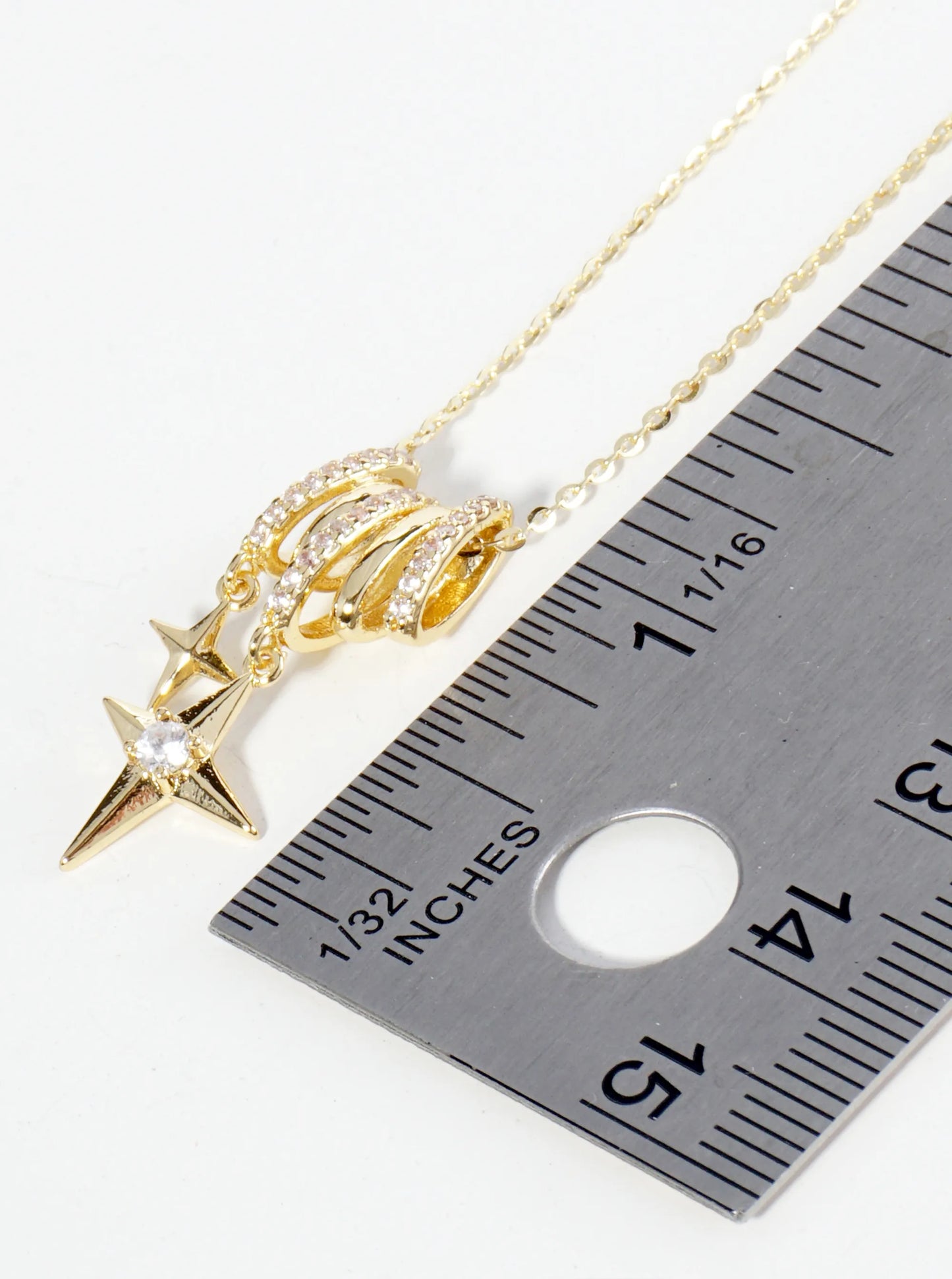 18K Gold Dipped Starlight Drop Cubic Zirconia Pendant Necklace
