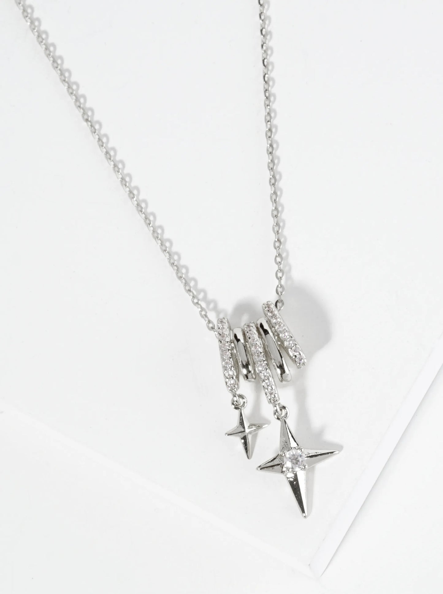 18K Gold Dipped Starlight Drop Cubic Zirconia Pendant Necklace