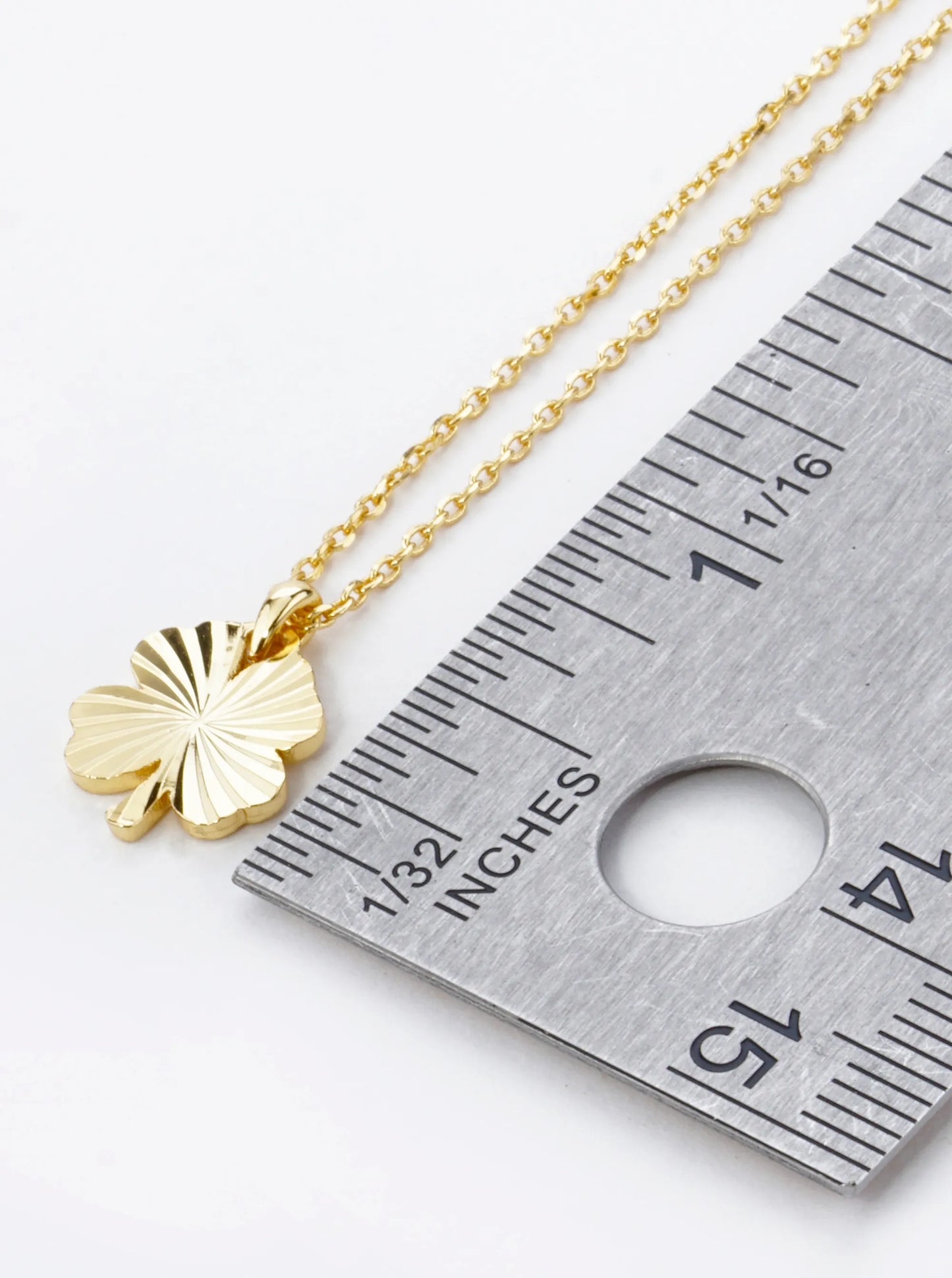 18K Gold Dipped Sunburst Clover Pendant Necklace
