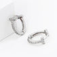 18K Gold Dipped T Shape Micro Pave Set Cubic Zirconia 12mm Huggie Hoop Earrings