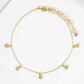 18K Gold Dipped Teardrop Cubic Zirconia Charm Brass Chain Anklet
