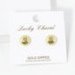 18K Gold Dipped Textured 10mm Button Stud Earrings