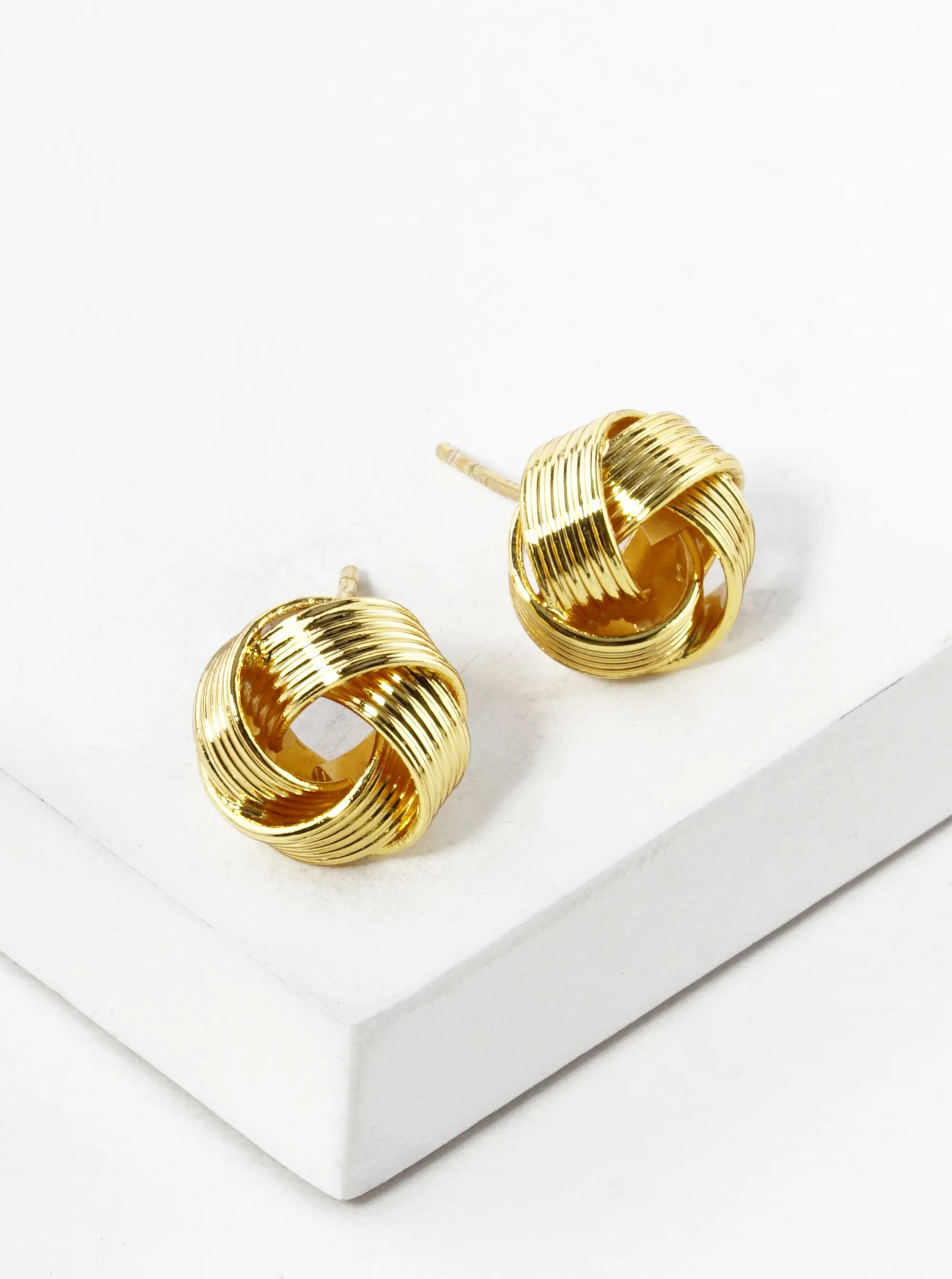 18K Gold Dipped Textured 10mm Love Knot Stud Earrings