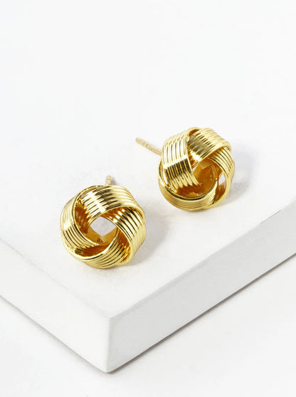 18K Gold Dipped Textured 10mm Love Knot Stud Earrings