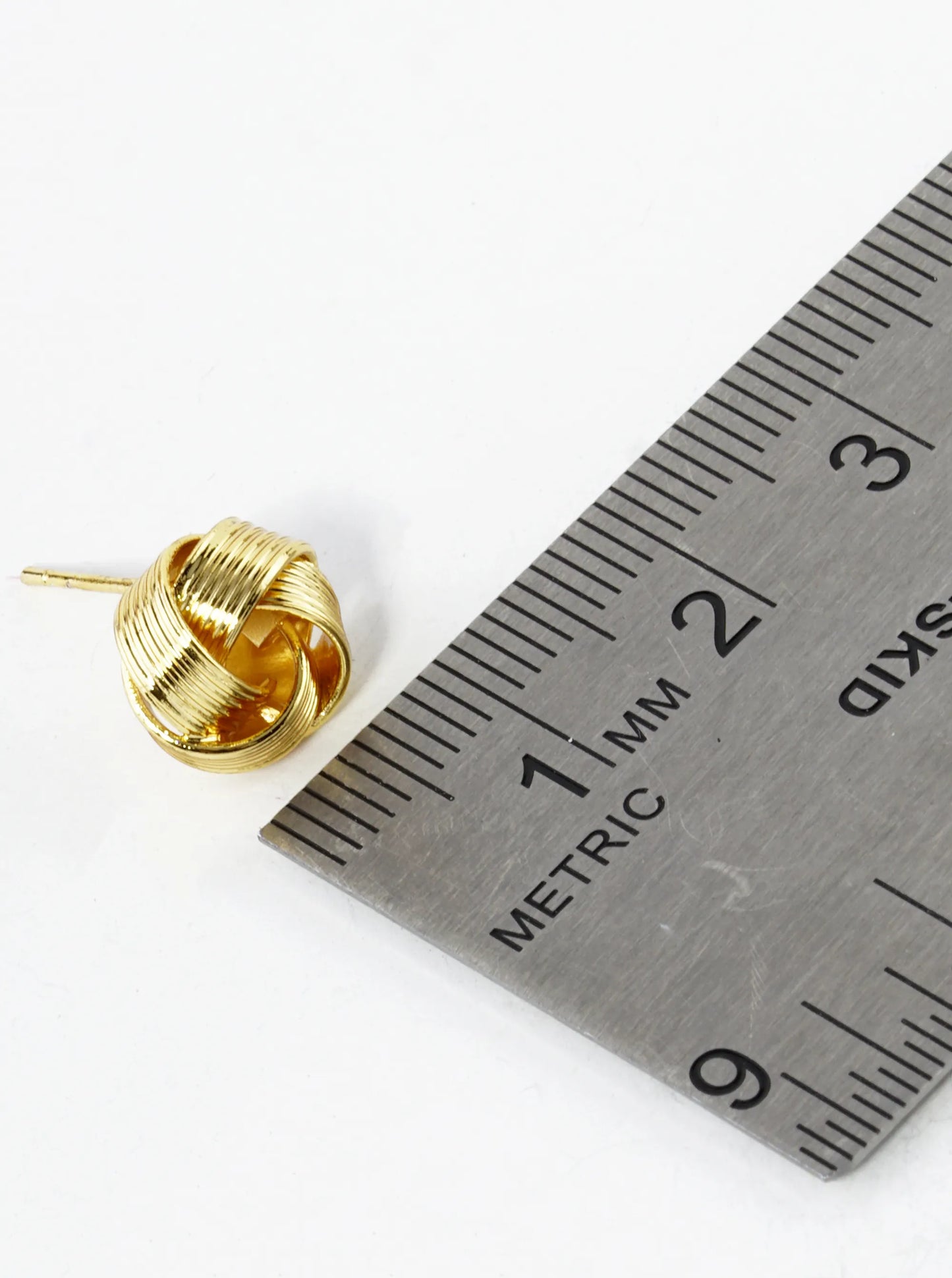 18K Gold Dipped Textured 10mm Love Knot Stud Earrings