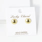 18K Gold Dipped Textured 10mm Semi-Hemisphere Button Stud Earrings