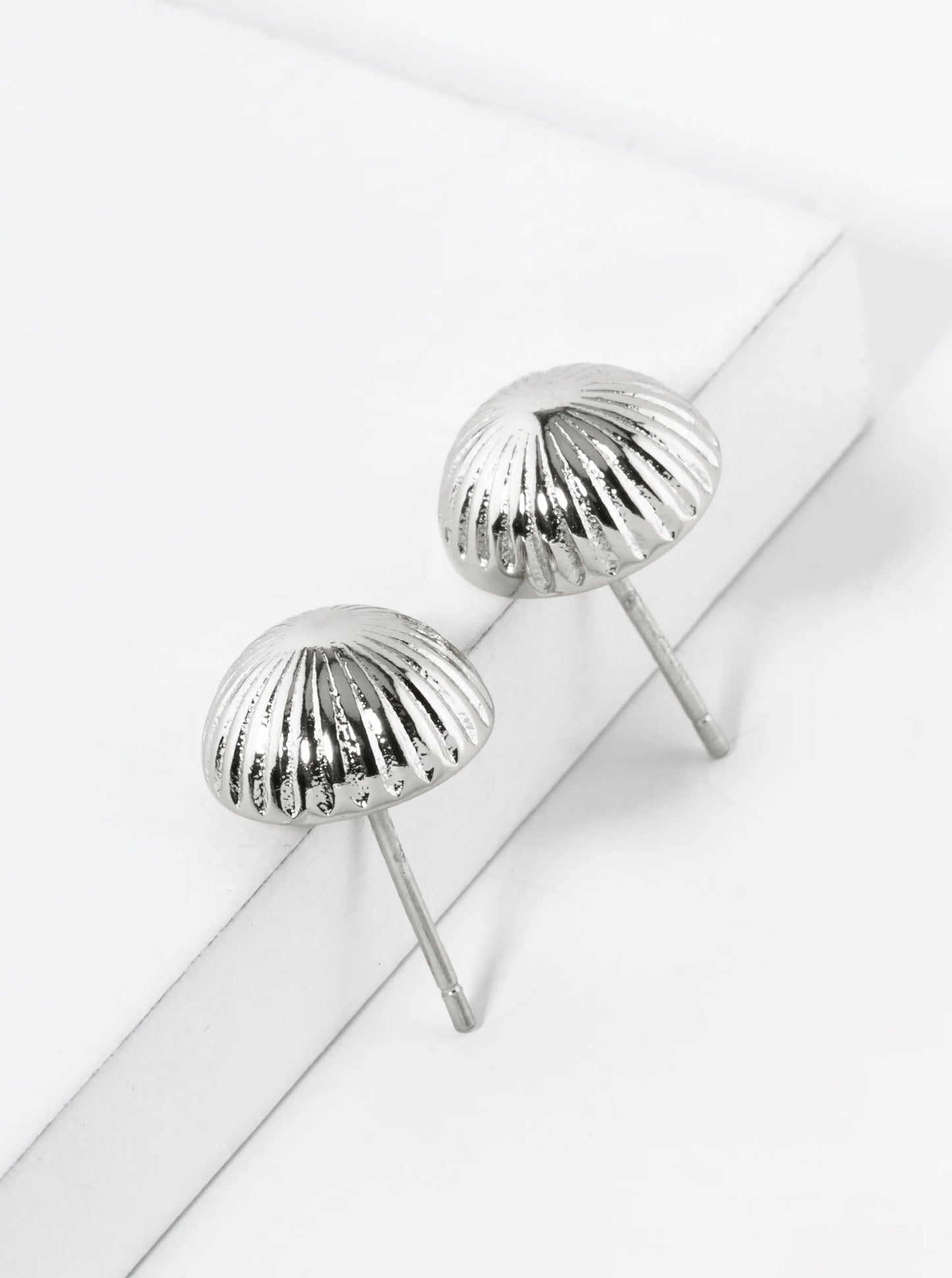 18K Gold Dipped Textured 10mm Semi-Hemisphere Button Stud Earrings