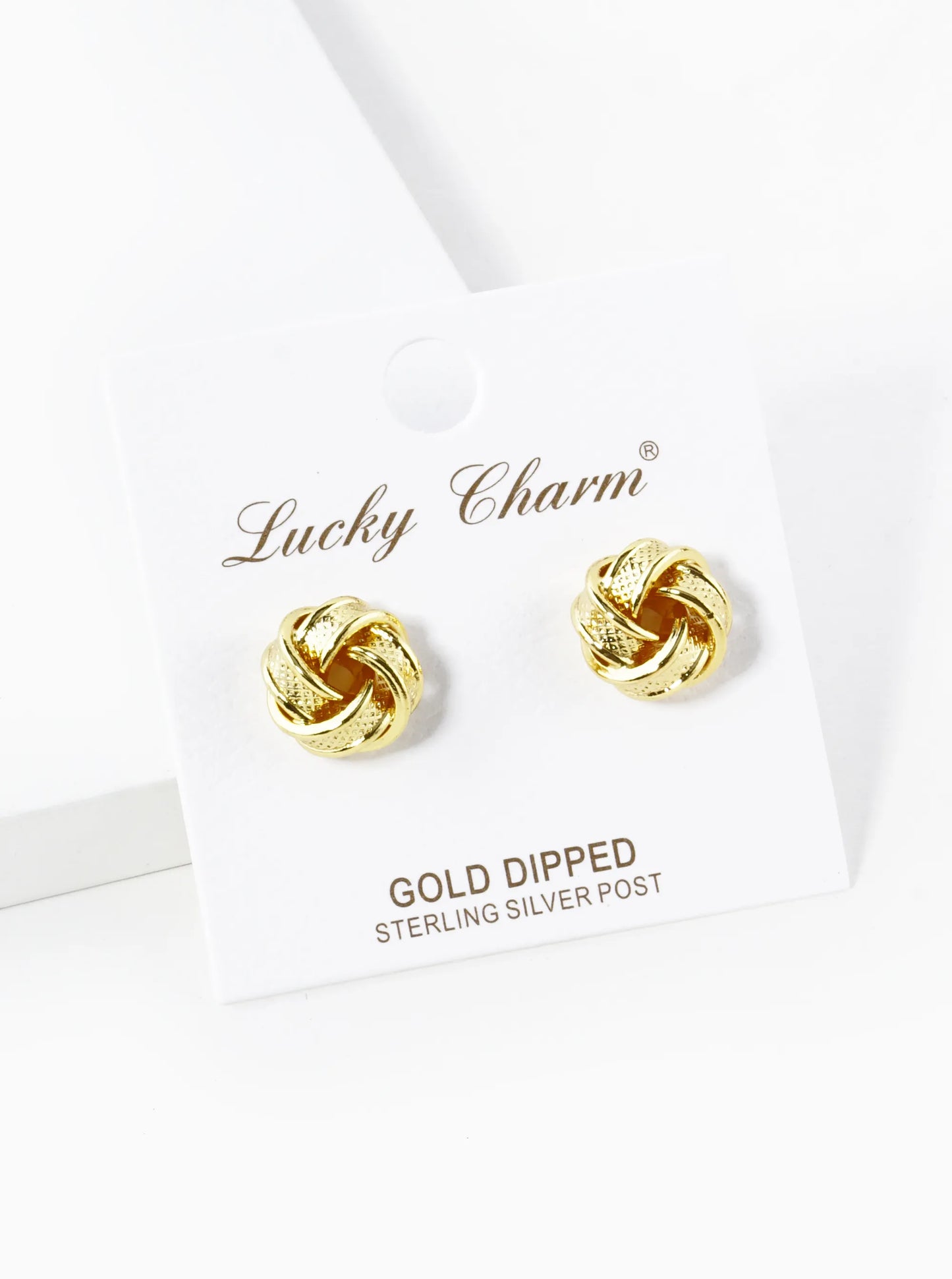 18K Gold Dipped Textured 11mm Love Knot Stud Earrings