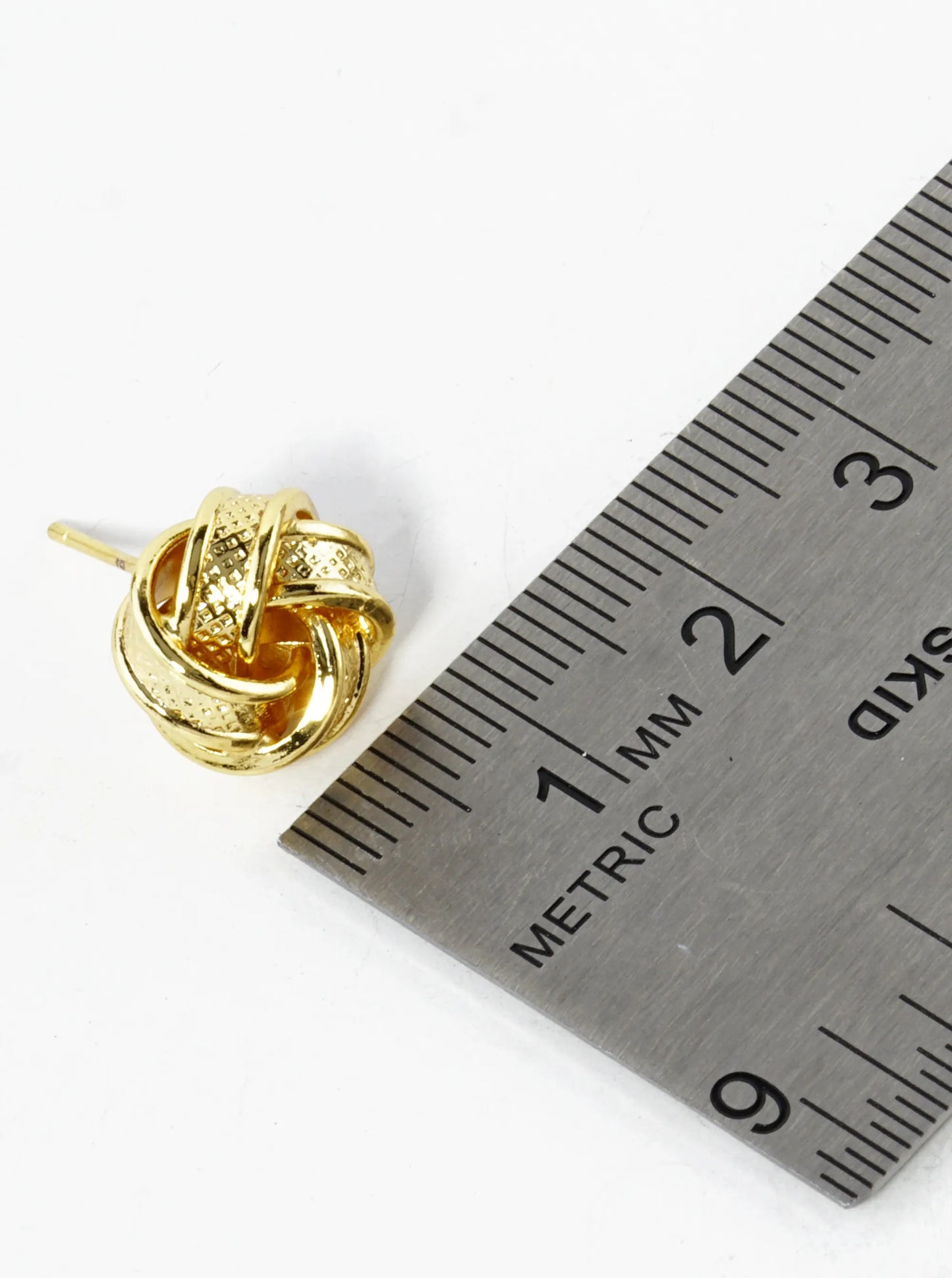 18K Gold Dipped Textured 11mm Love Knot Stud Earrings