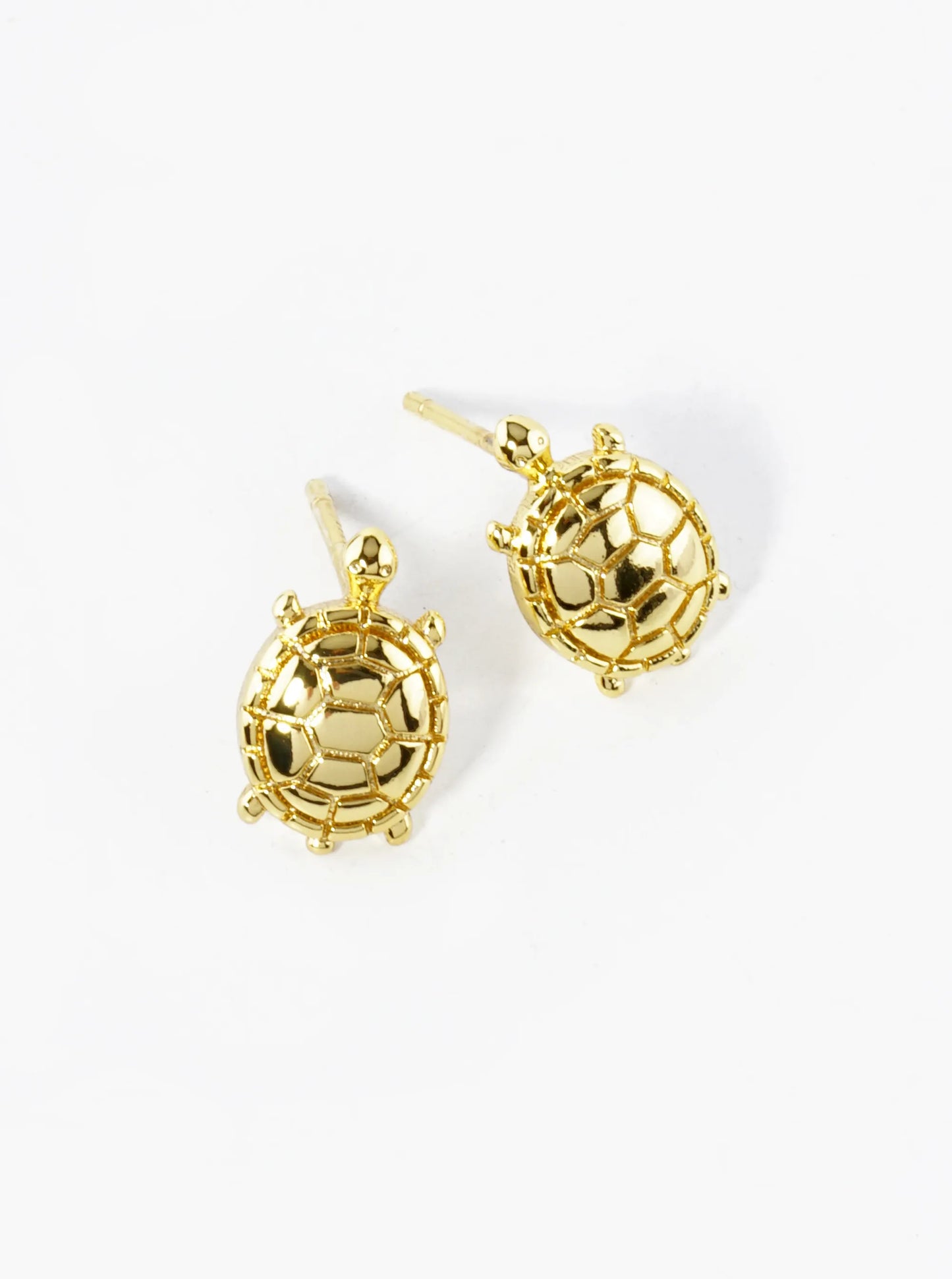 18K Gold Dipped Textured 11mm Turtle Stud Earrings