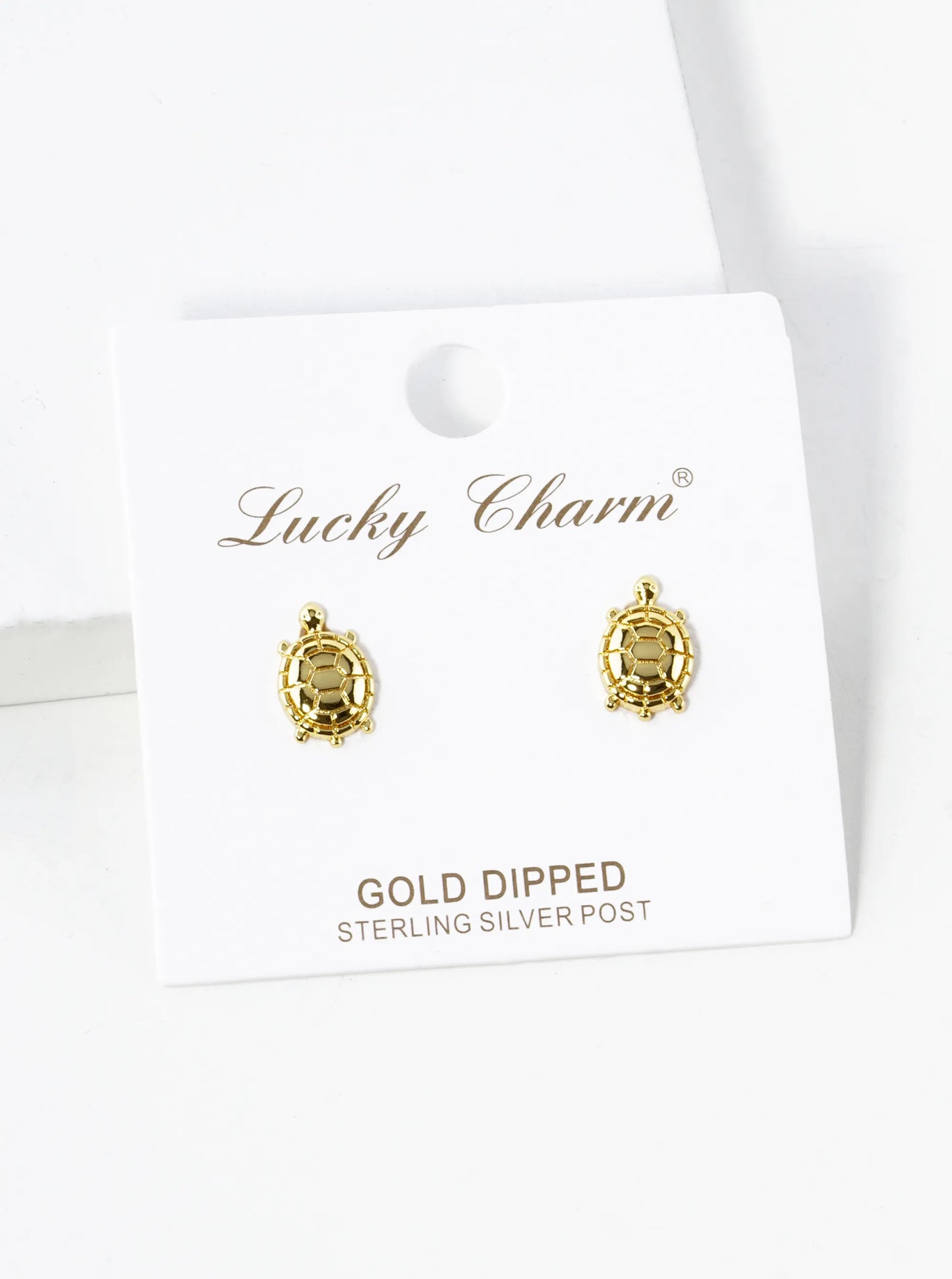 18K Gold Dipped Textured 11mm Turtle Stud Earrings