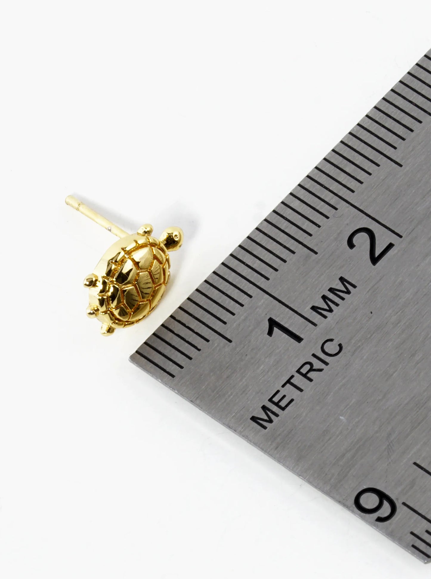 18K Gold Dipped Textured 11mm Turtle Stud Earrings