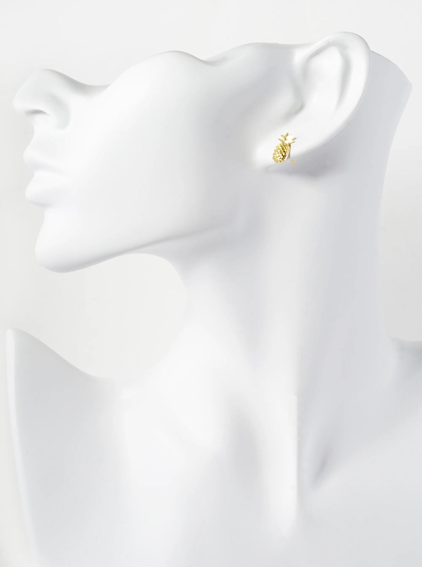 18K Gold Dipped Textured 12mm Brass Pineapple Sterling Silver Post Stud Earrings