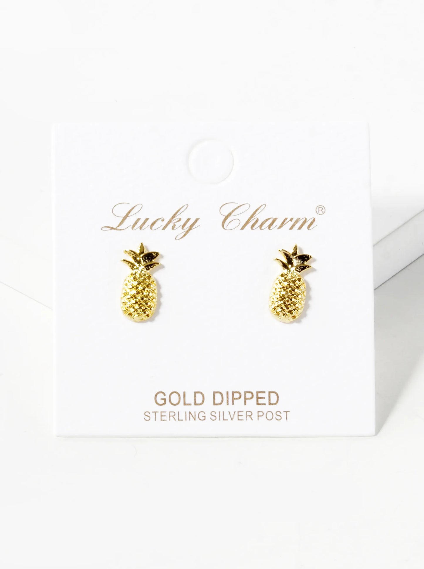 18K Gold Dipped Textured 12mm Brass Pineapple Sterling Silver Post Stud Earrings