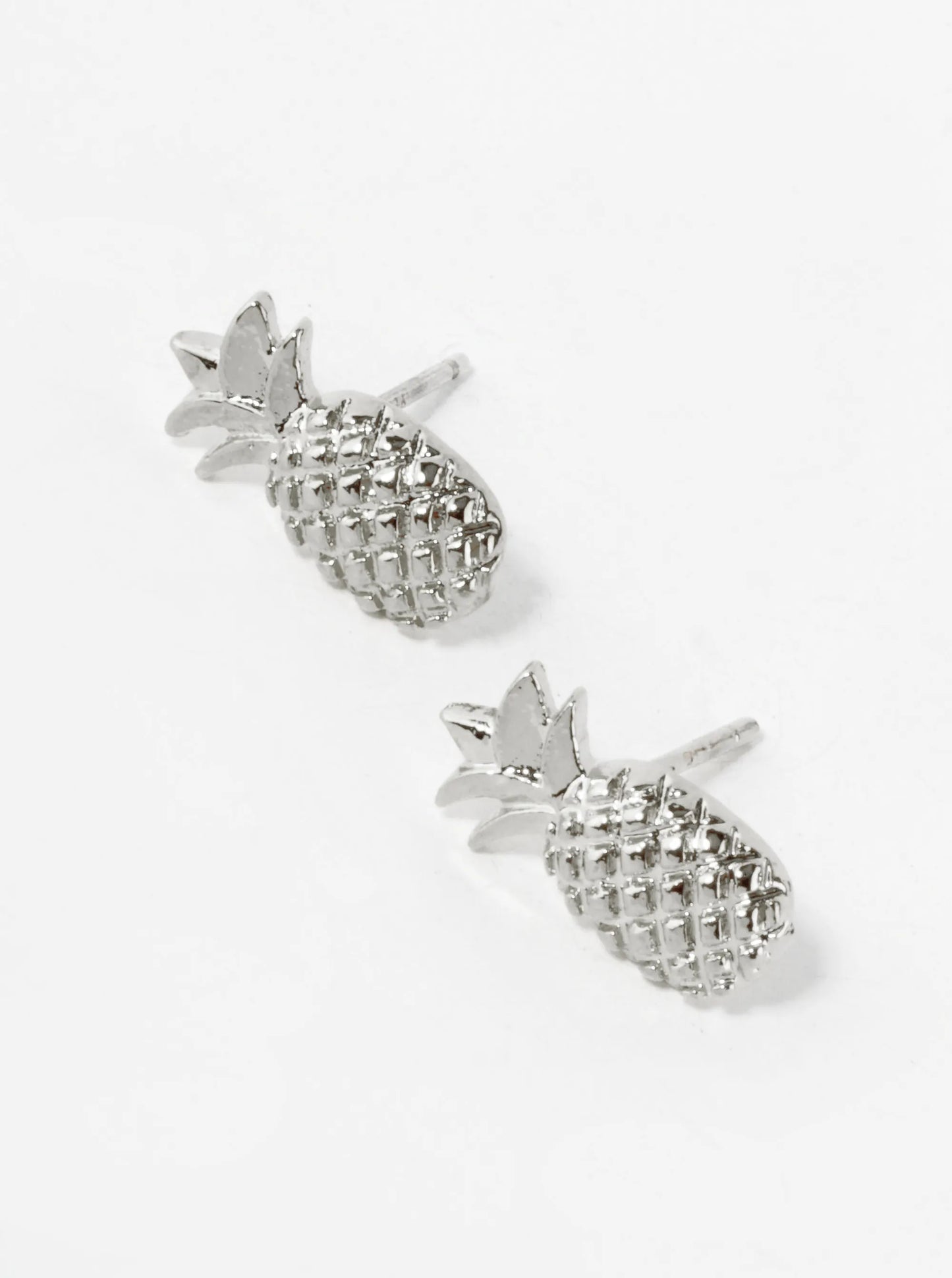 18K Gold Dipped Textured 12mm Brass Pineapple Sterling Silver Post Stud Earrings