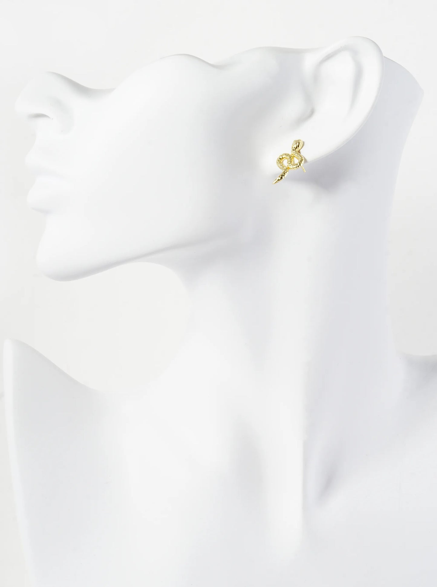 18K Gold Dipped Textured 20mm Snake Stud Earrings