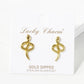 18K Gold Dipped Textured 20mm Snake Stud Earrings