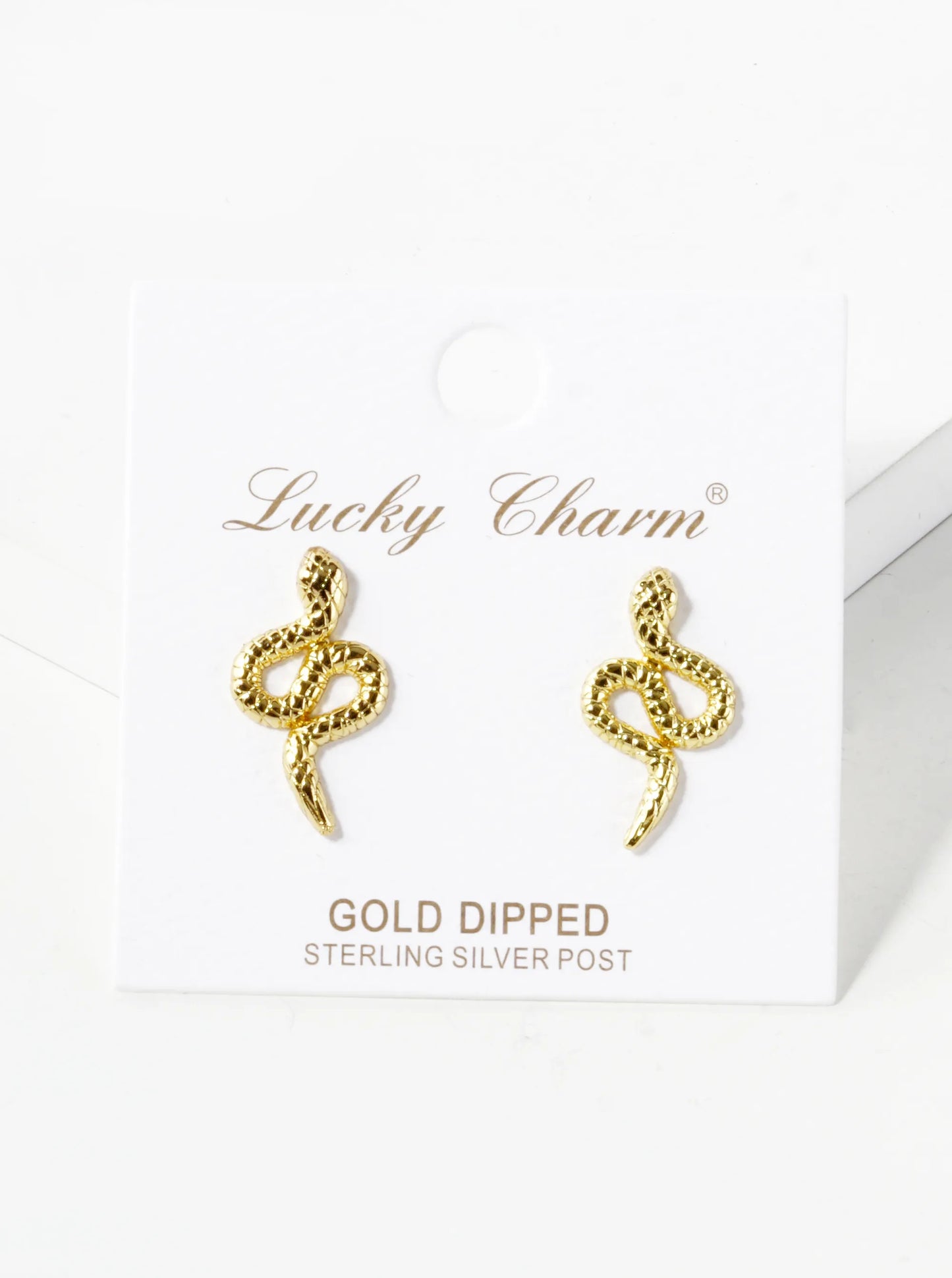 18K Gold Dipped Textured 20mm Snake Stud Earrings