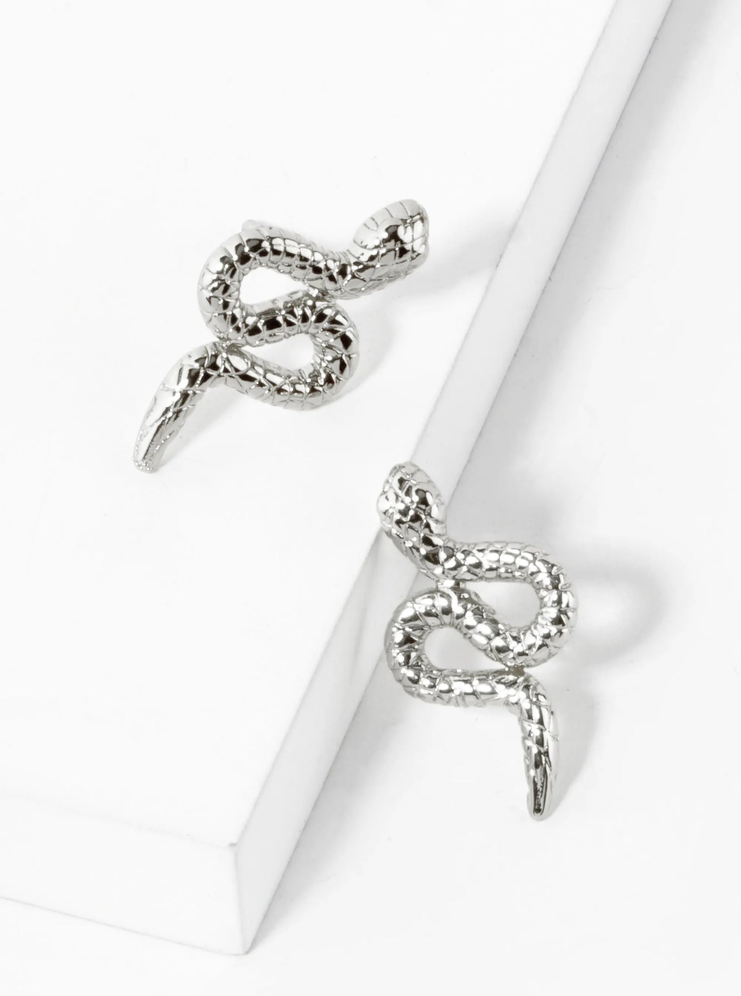 18K Gold Dipped Textured 20mm Snake Stud Earrings