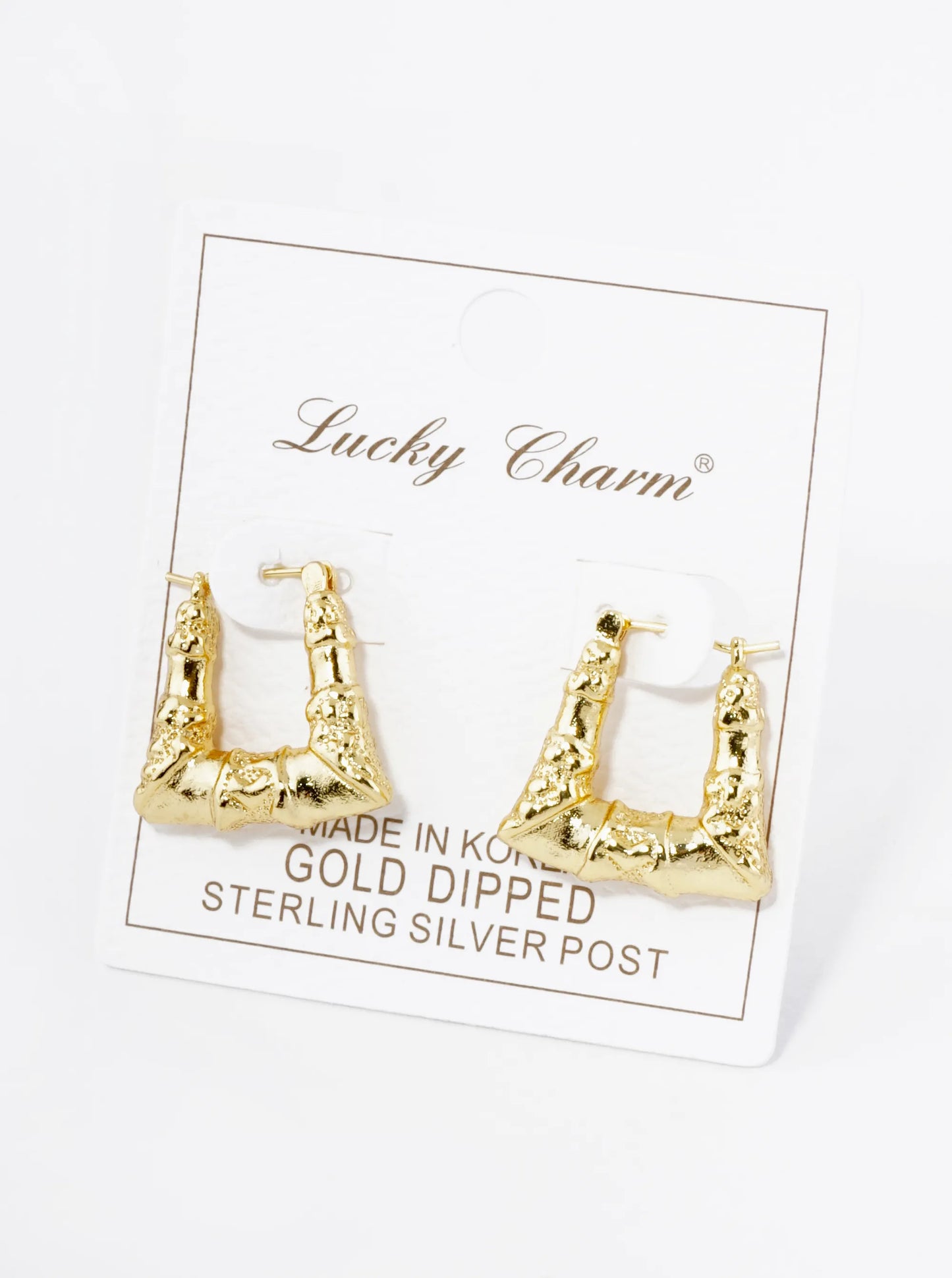 18K Gold Dipped Textured 20mm Trapezoid Hoop Earrings