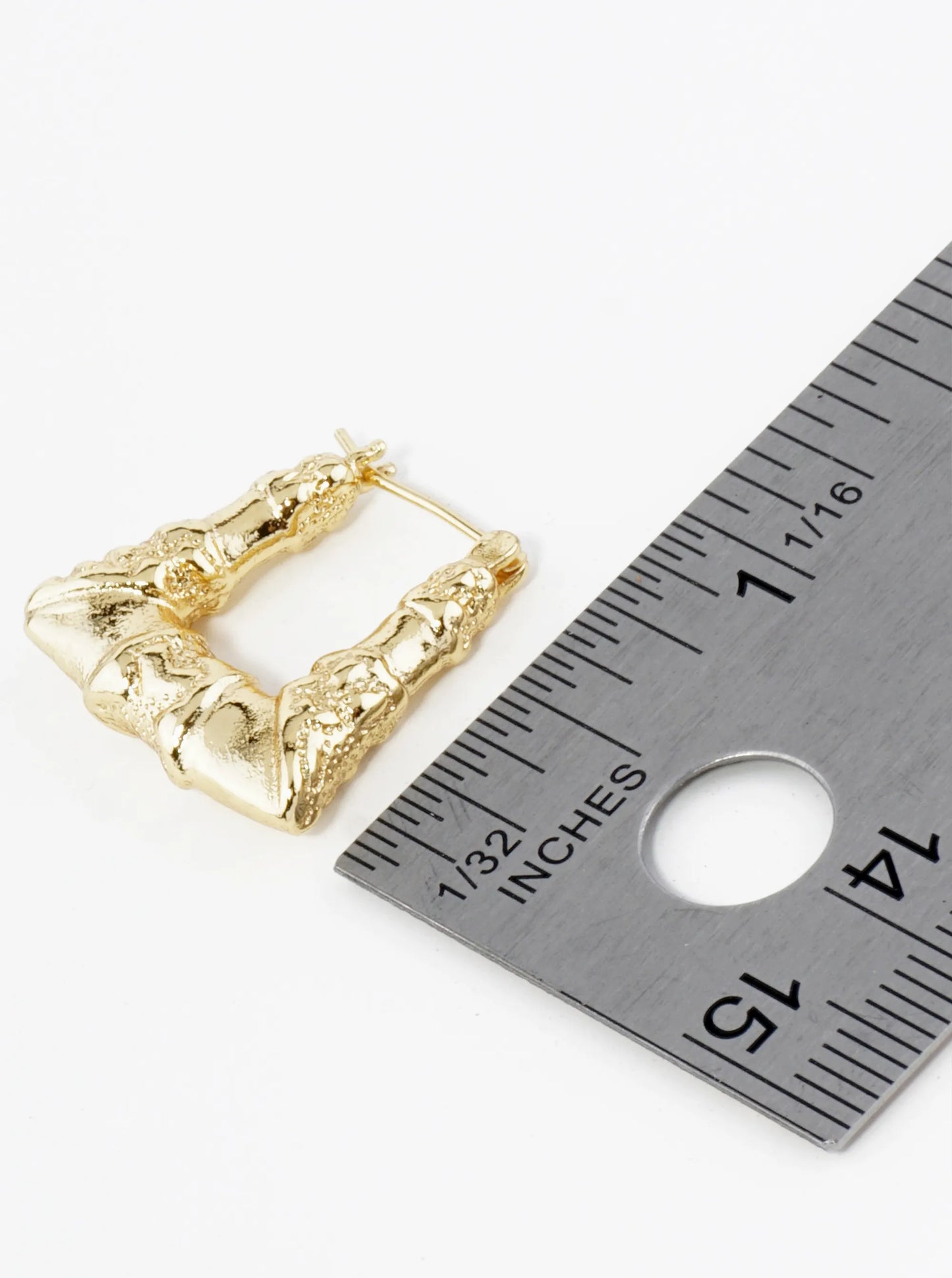 18K Gold Dipped Textured 20mm Trapezoid Hoop Earrings