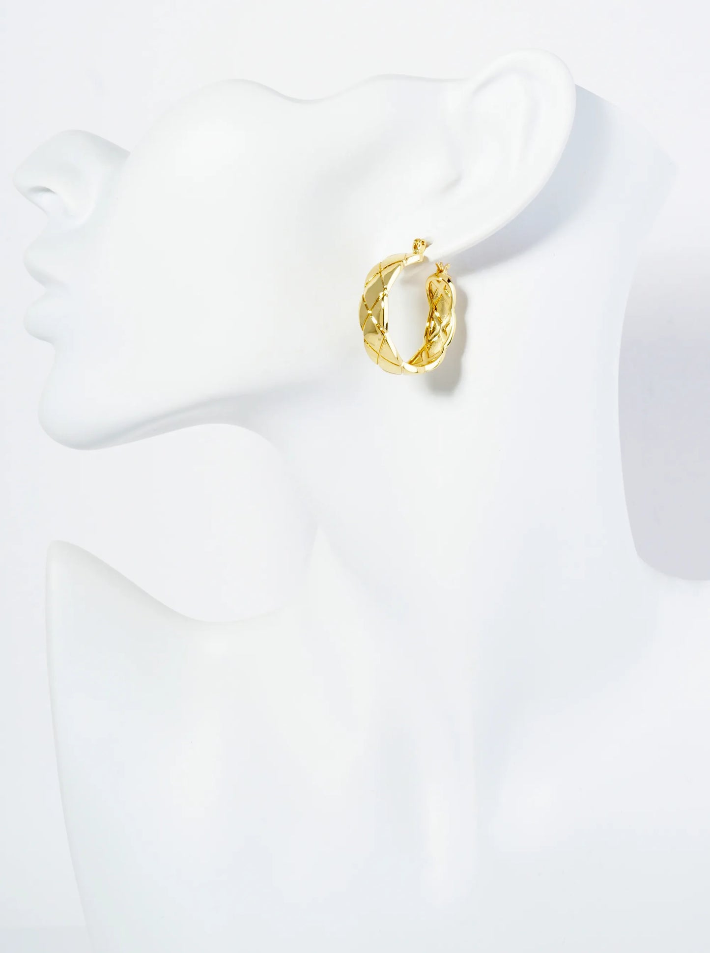 18K Gold Dipped Textured 25mm Latchback Hoop Earrings