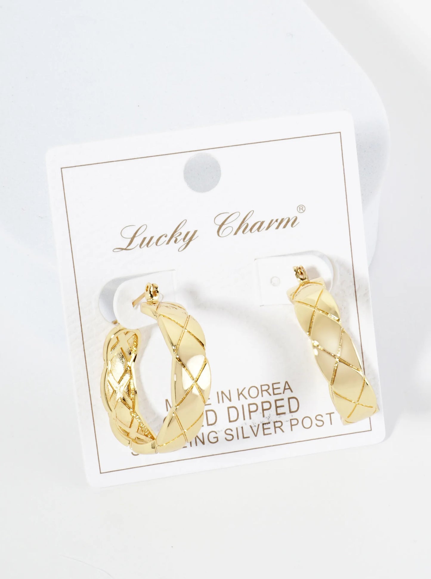 18K Gold Dipped Textured 25mm Latchback Hoop Earrings
