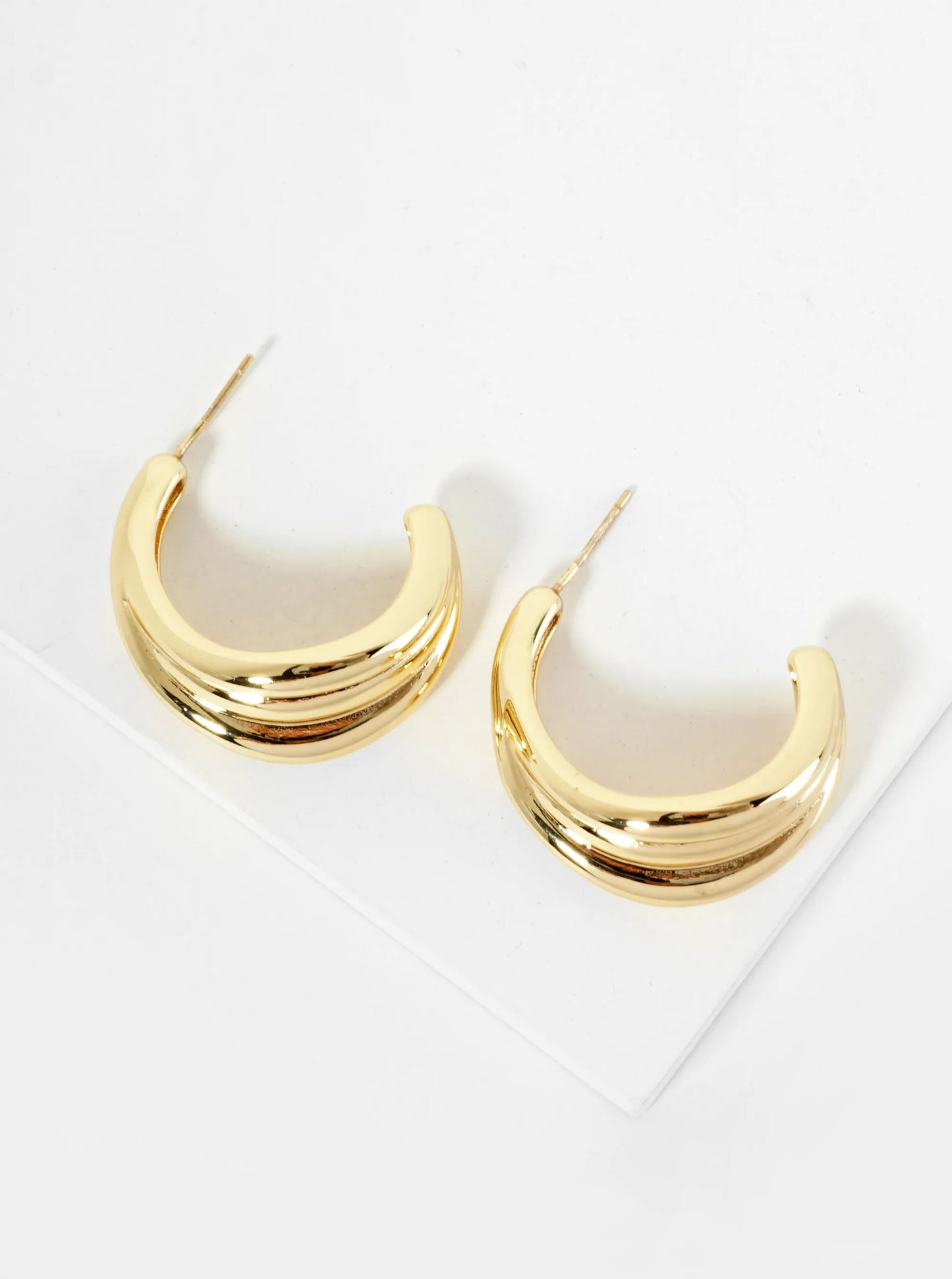 18K Gold Dipped Textured 30mm Tapered Open Hoop Earrings