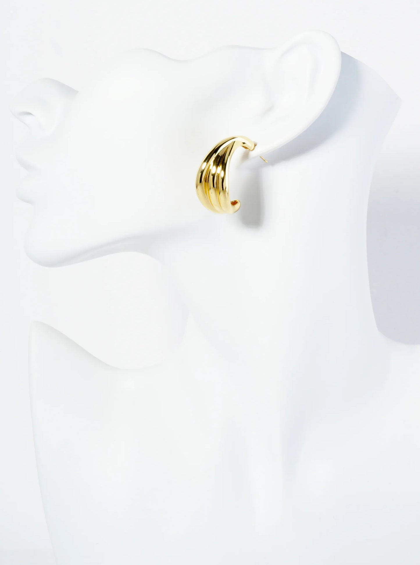 18K Gold Dipped Textured 30mm Tapered Open Hoop Earrings