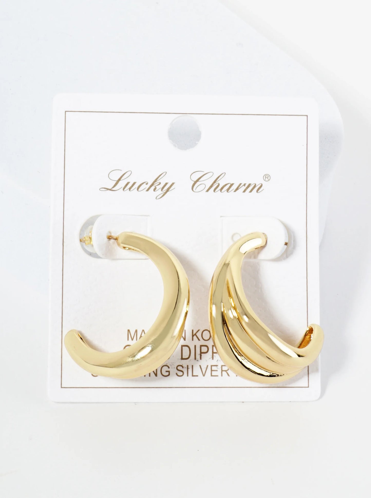 18K Gold Dipped Textured 30mm Tapered Open Hoop Earrings