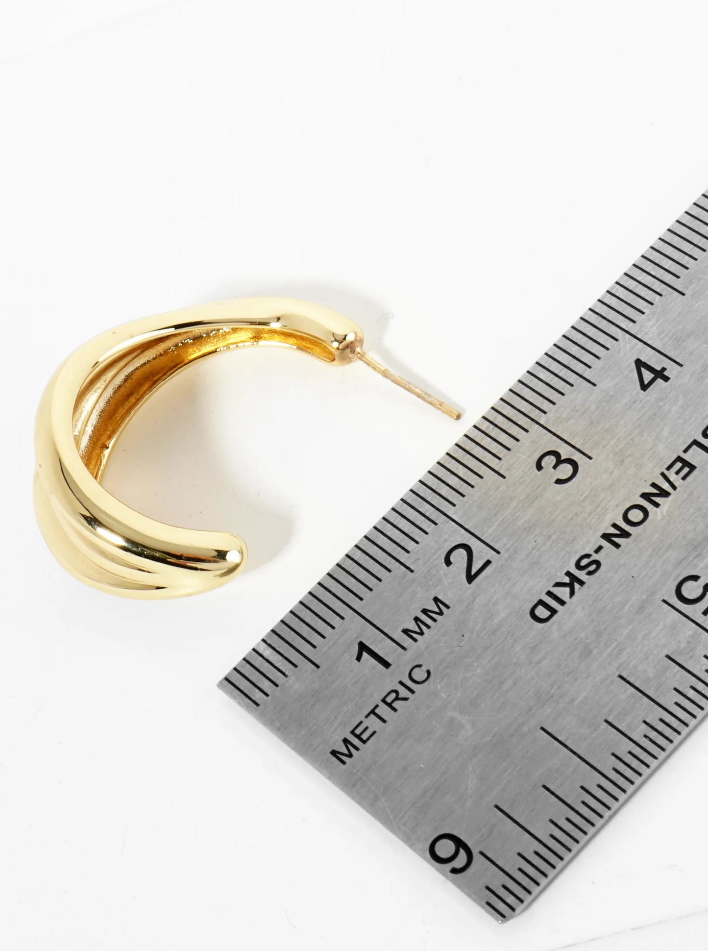 18K Gold Dipped Textured 30mm Tapered Open Hoop Earrings