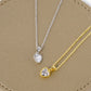 18K Gold Dipped Textured 7mm CZ Stone Heart Pendant Necklace