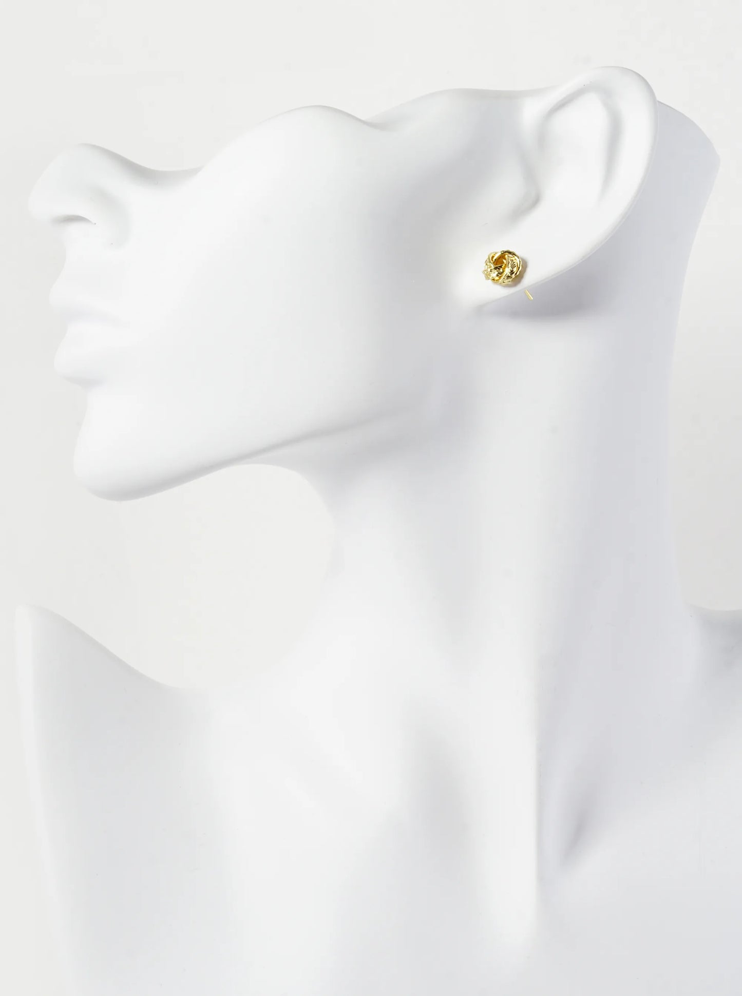 18K Gold Dipped Textured 8mm Love Knot Stud Earrings