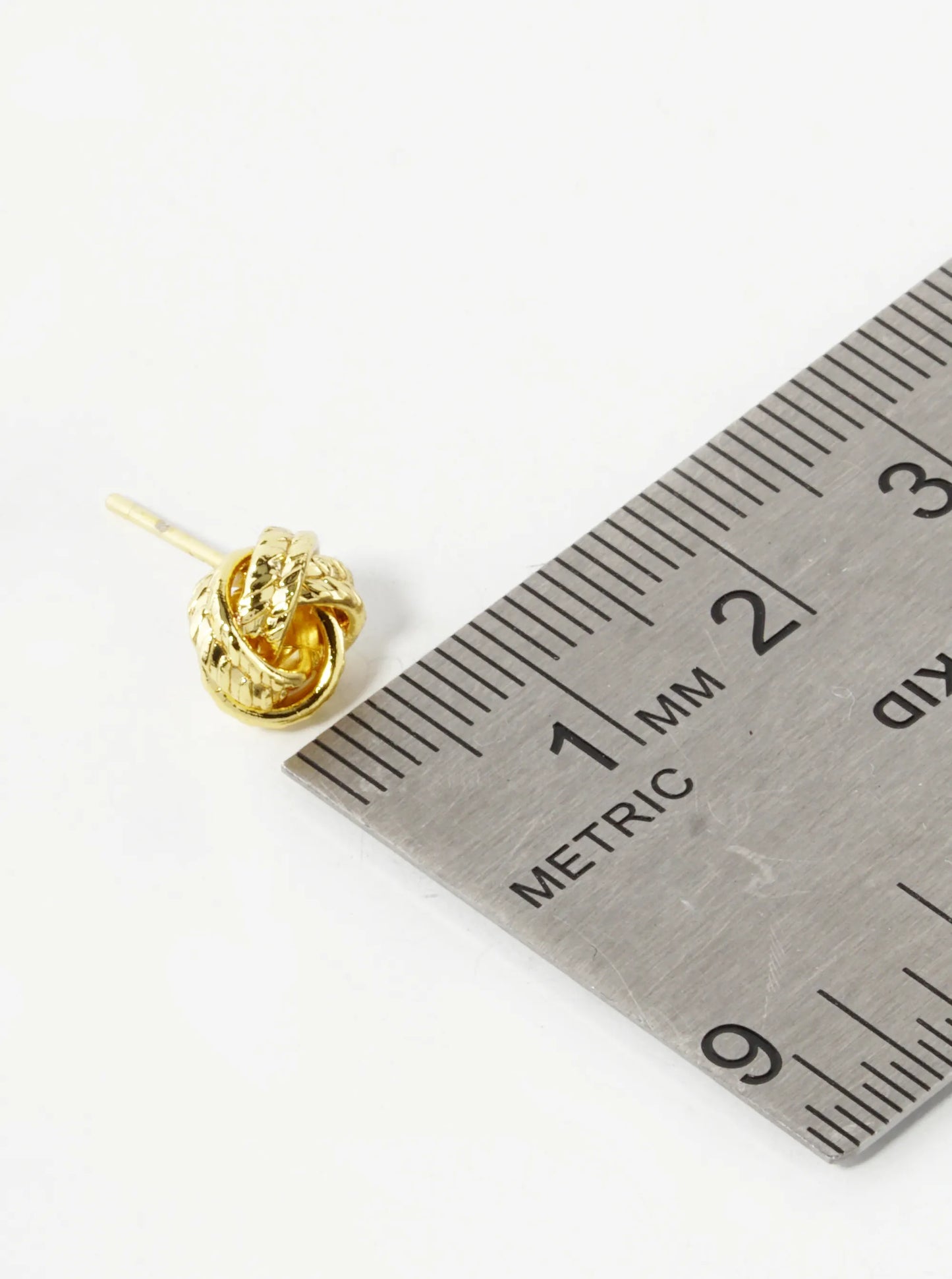 18K Gold Dipped Textured 8mm Love Knot Stud Earrings