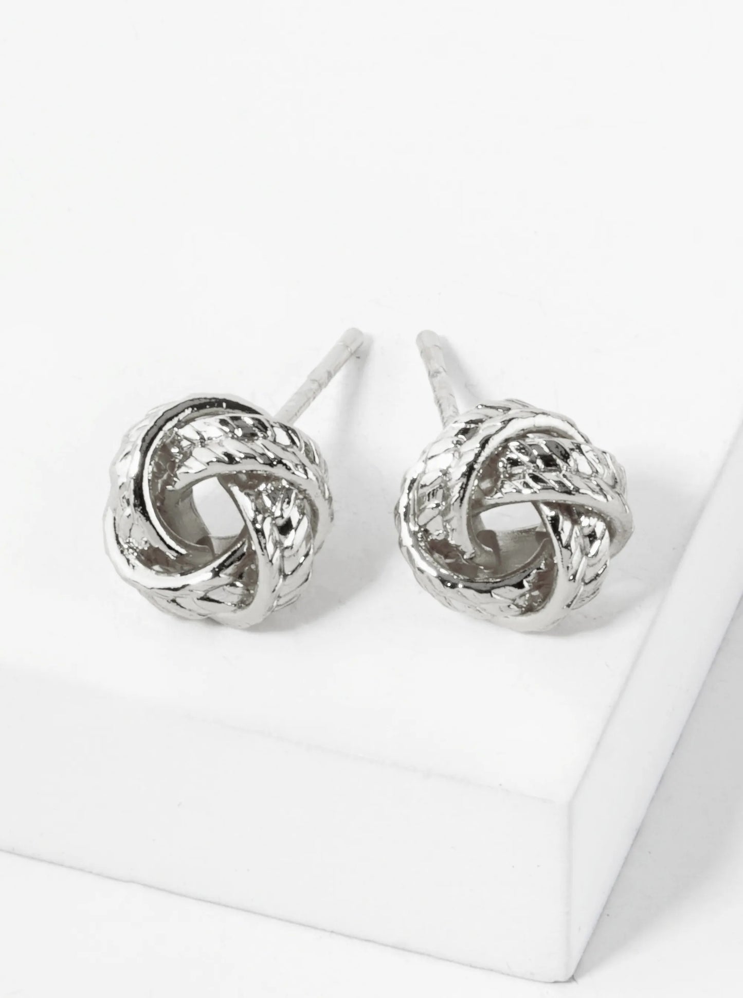 18K Gold Dipped Textured 8mm Love Knot Stud Earrings