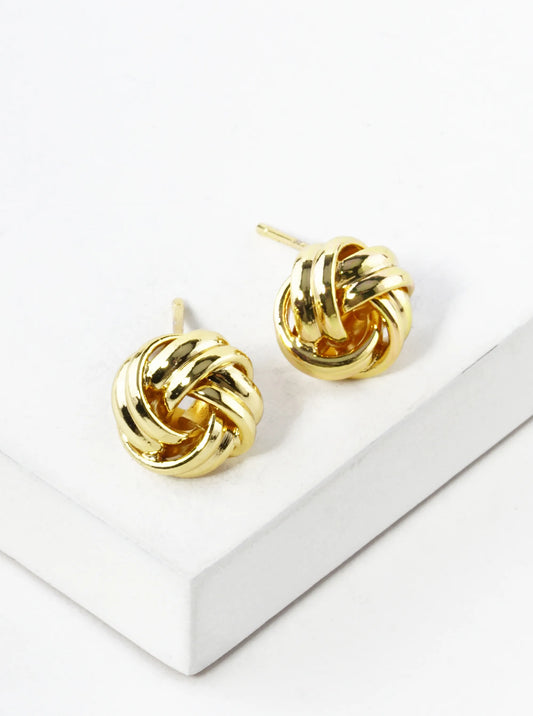 18K Gold Dipped Textured 9mm Love Knot Stud Earrings