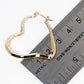 18K Gold Dipped Textured Brass Heart Hinged Hoop Earrings